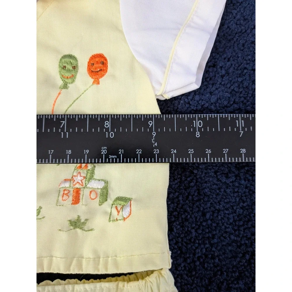 Cradle Togs Vintage 2 Piece Baby Boy Yellow Outfit Embroidered Duck 6-9 Months